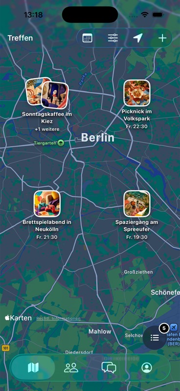 Connu Karte mit mehreren Treffen in Berlin